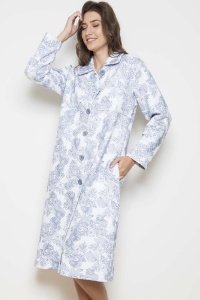 Pebble Palm QUILTED 100%  Cotton Interlock Button Robe